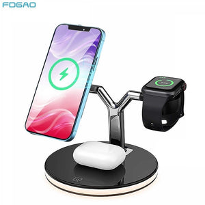 Vision Trendz™ 3-in-1 Magsafe Charger Stand for iPhone, Airpods, and Apple Watch with night light